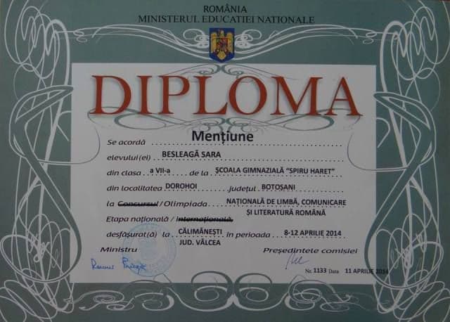 diploma mentiune