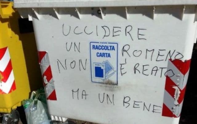 Inscripție înfiorătoare în Italia „Uciderea unui român e un lucru bun”