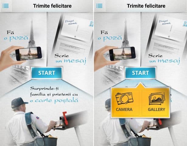 Aplicaţia prin care se pot trimite cărți poștale de pe telefonul mobil