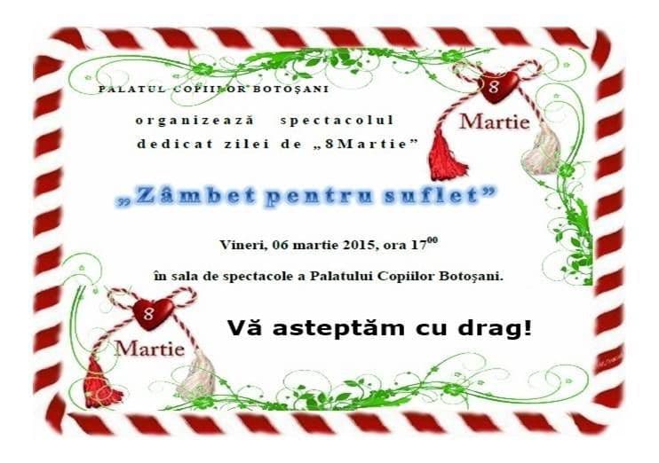 Spectacol omagial „Zâmbet pentru suflet”, organizat de Palatul Copiilor Botoşani