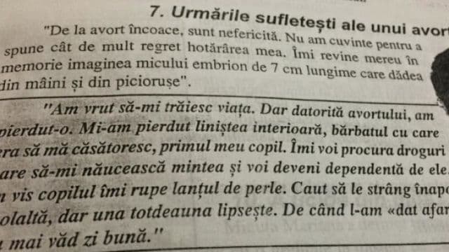 Ce învață liceenii la orele de religie. Fragmente halucinante: Avortul duce la dependență de droguri