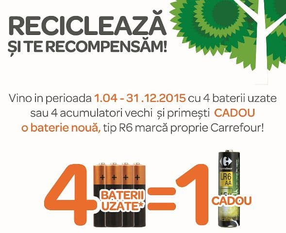 Carrefour relansează programul de colectare a bateriilor uzate - Reciclează și te recompensăm!