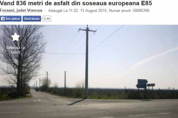 Un român a scos la vânzare un kilometru dintr-un drum european. Anunţul merită citit