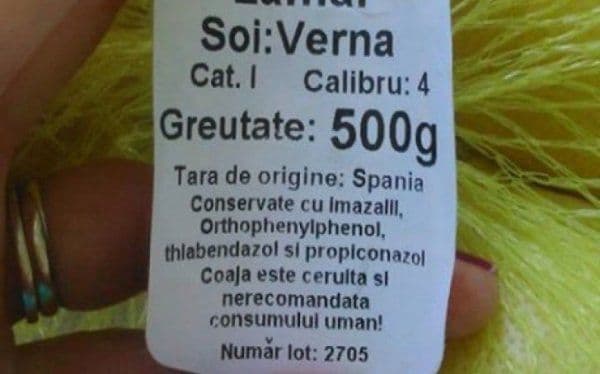 A cumpărat aceste fructe. A văzut eticheta și s-a îngrozit: „Coaja nu e recomandată consumului uman”