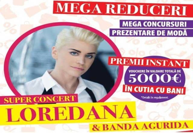 Reduceri de până la 80% și concert Loredana Groza & Banda Agurida, la Shopping City Suceava