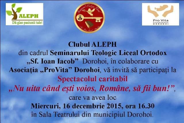 Spectacol caritabil organizat de Seminarul Teologic Liceal Ortodox „Sf. Ioan Iacob” Dorohoi