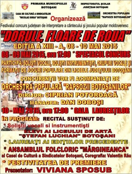 Festivalul concurs judeţean DORULE, FLOARE DE ROU