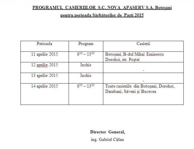 program casierii