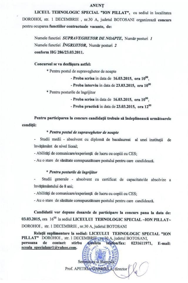 anunt concurs 17.02.2015