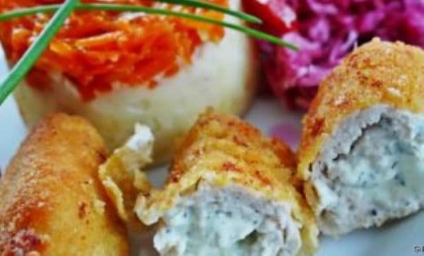 Piept de pui umplut cu cremă de brânză