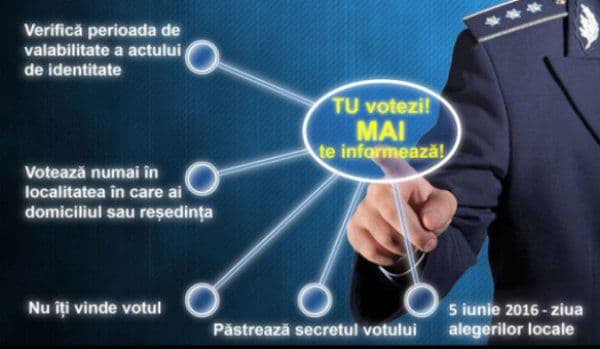 Campanie de informare cu privire la exercitarea dreptului de vot, lansată de MAI