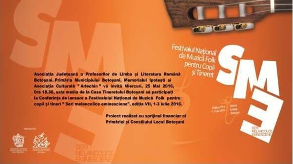 Conferința de lansare a Festivalului Național de Muzică Folk pentru copii și tineri - Seri melancolice eminesciene 2016
