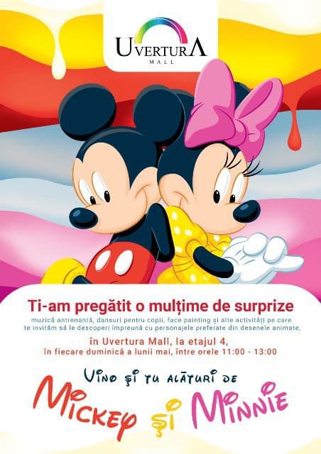 Distracția continuă astăzi la Uvertura Mall cu Mickey și Minnie!