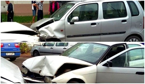 O șoferiță a ajuns la spital după un impact frontal între un Opel și un BMW