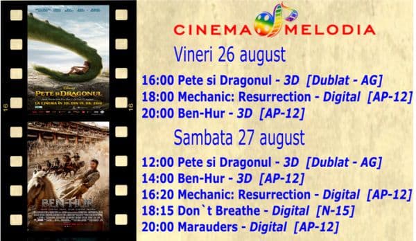 Vezi ce filme vor rula la Cinema „MELODIA” Dorohoi, în săptămâna 26 august – 1 septembrie 2016 – FOTO