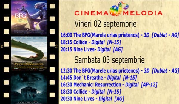 Vezi ce filme vor rula la Cinema „MELODIA” Dorohoi, în săptămâna 2 – 8 septembrie 2016 – FOTO