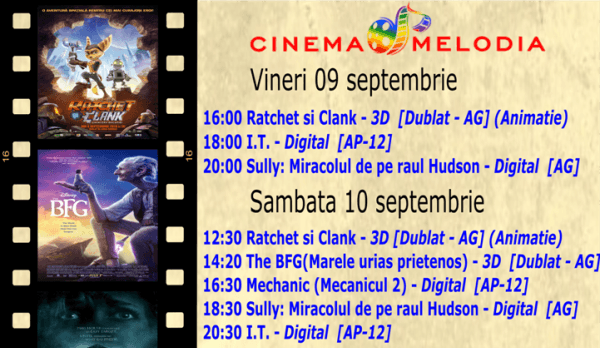 Vezi ce filme vor rula la Cinema „MELODIA” Dorohoi, în săptămâna 9 – 15 septembrie 2016 – FOTO
