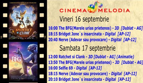 Vezi ce filme vor rula la Cinema „MELODIA” Dorohoi, în săptămâna 16 – 22 septembrie 2016 – FOTO