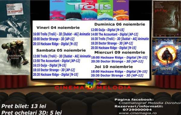 Vezi ce filme vor rula la Cinema „MELODIA” Dorohoi, în săptămâna 4 – 10 noiembrie