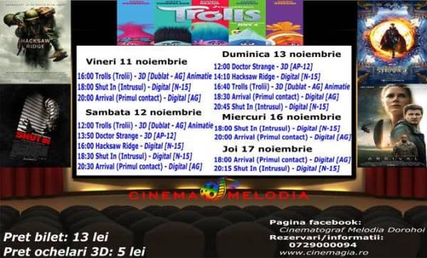 Vezi ce filme vor rula la Cinema „MELODIA” Dorohoi, în săptămâna 11 – 17 noiembrie - FOTO