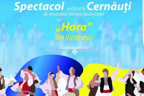 Ansamblul Hora din Vlăsinești reprezintă folclorul autentic românesc de Ziua Națională a României la Cernăuți 