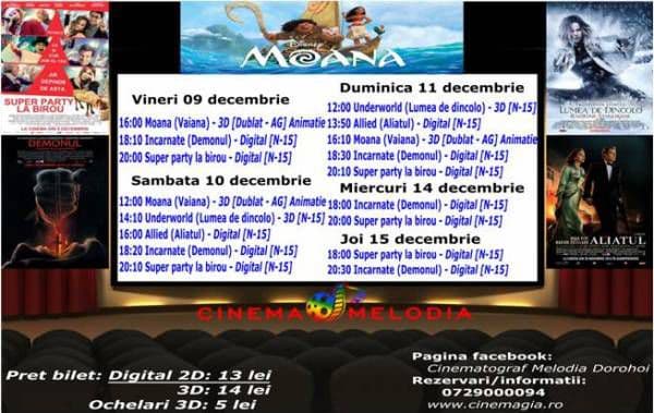 Vezi ce filme vor rula la Cinema „MELODIA” Dorohoi, în săptămâna 9 – 15 decembrie – FOTO