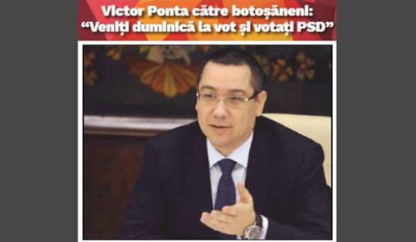 Victor Ponta către botoșăneni: „Veniți duminică la vot și votați echipa PSD”