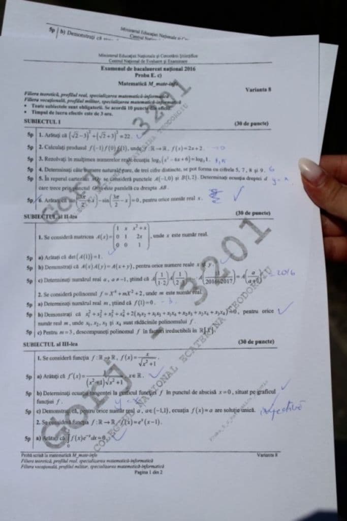 Subiecte Matematică - Profil Real 1