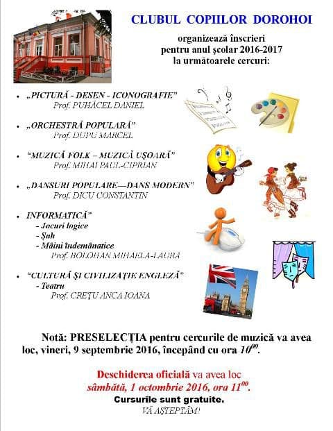 ANUNT inscrieri 2016-2017