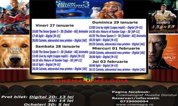 Vezi ce filme vor rula la Cinema „MELODIA” Dorohoi, în săptămâna 27 ianuarie – 2 februarie - FOTO