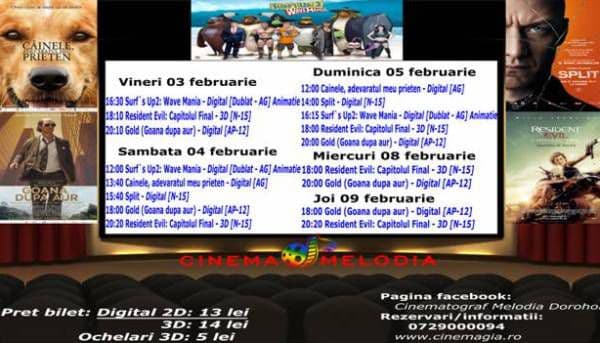 Vezi ce filme vor rula la Cinema „MELODIA” Dorohoi, în săptămâna 3 - 9 februarie - FOTO
