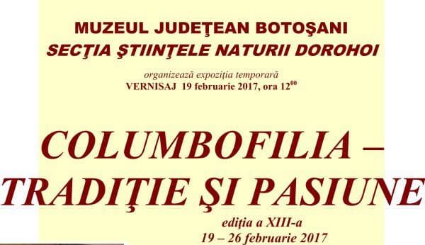 „Columbofilia – tradiţie şi pasiune” expoziţie la Muzeul de Ştiinţele Naturii Dorohoi
