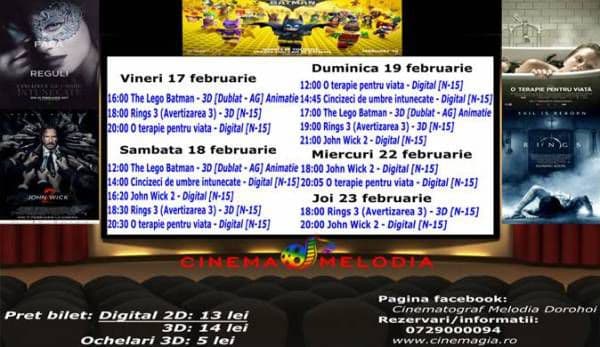 Vezi ce filme vor rula la Cinema „MELODIA” Dorohoi, în săptămâna 17 - 23 februarie – FOTO