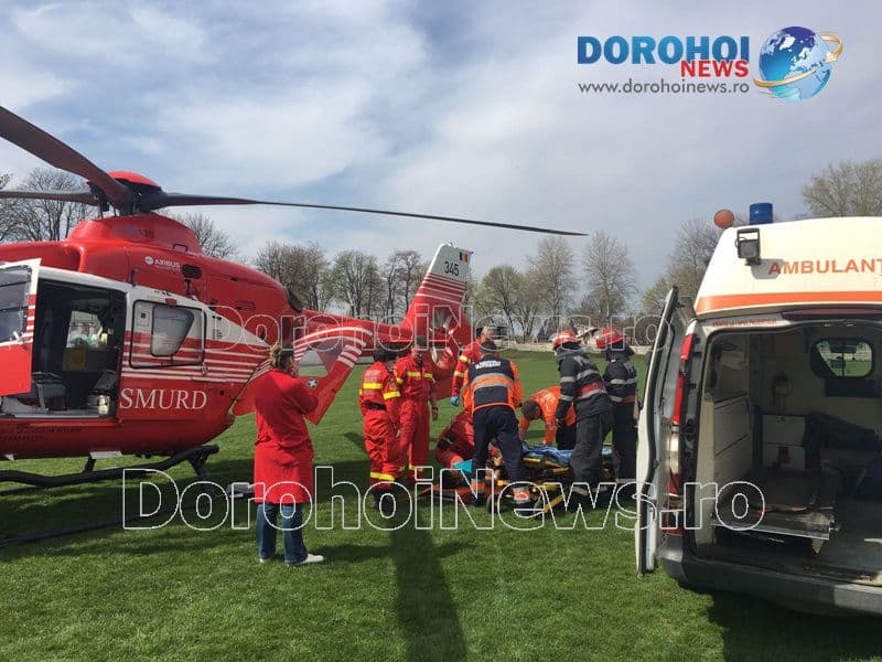 Bărbat de 35 de ani preluat de la Dorohoi de elicopterul SMURD – FOTO