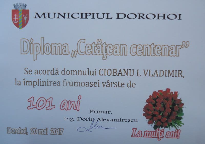 Veteran de război din Dorohoi, sărbătorit la 101 de ani