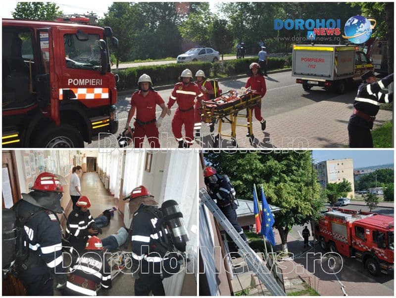 Incendiu la Liceul „Regina Maria” Dorohoi: Exercițiu de amploare a pompierilor – VIDEO/FOTO