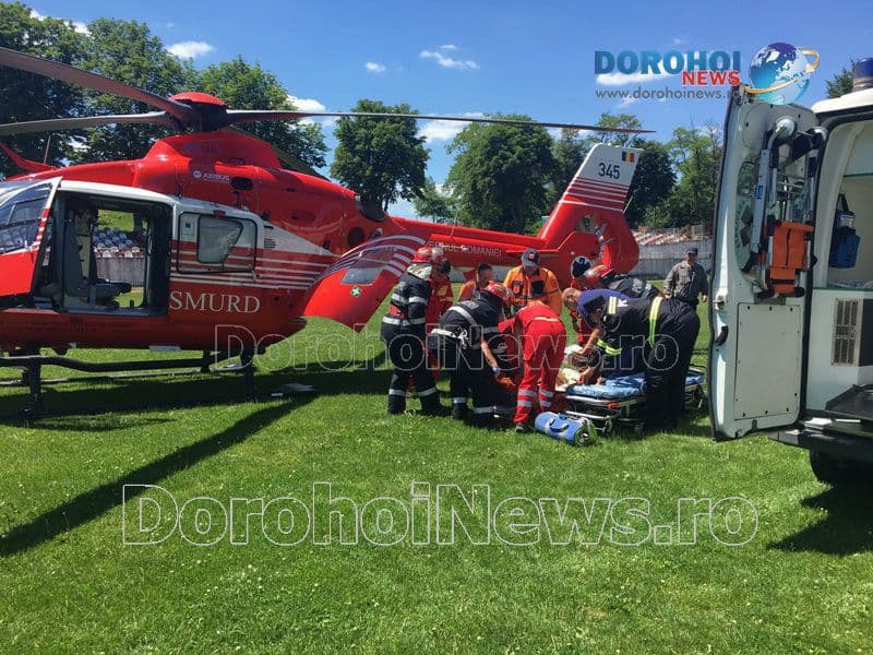 Bărbat în comă preluat de urgență de la Dorohoi, de elicopterul SMURD