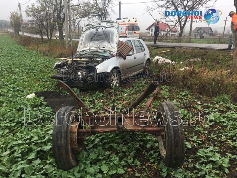 Accident grav cu trei victime pe drumul Dorohoi - Botoșani! O mașină a spulberat o căruță la Saucenița – FOTO