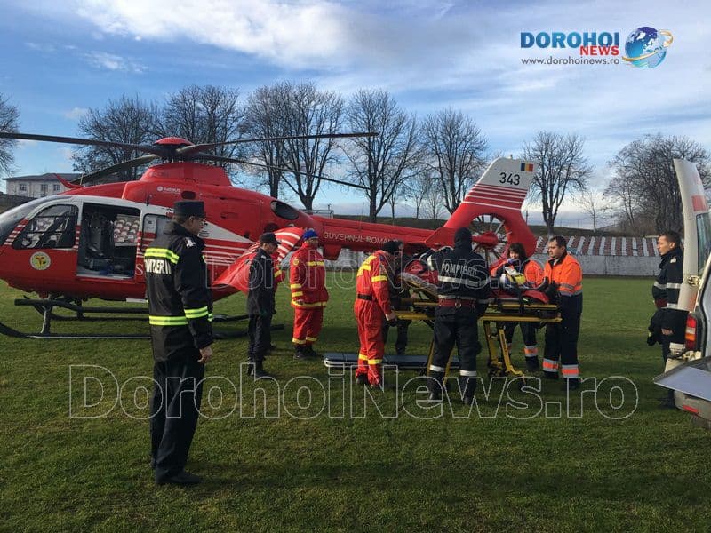 Bărbat din Dorohoi preluat de urgență de elicopterul SMURD - FOTO
