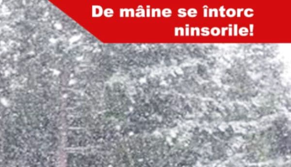Avertizare meteo: De duminică, ninsori și intensificări ale vântului!
