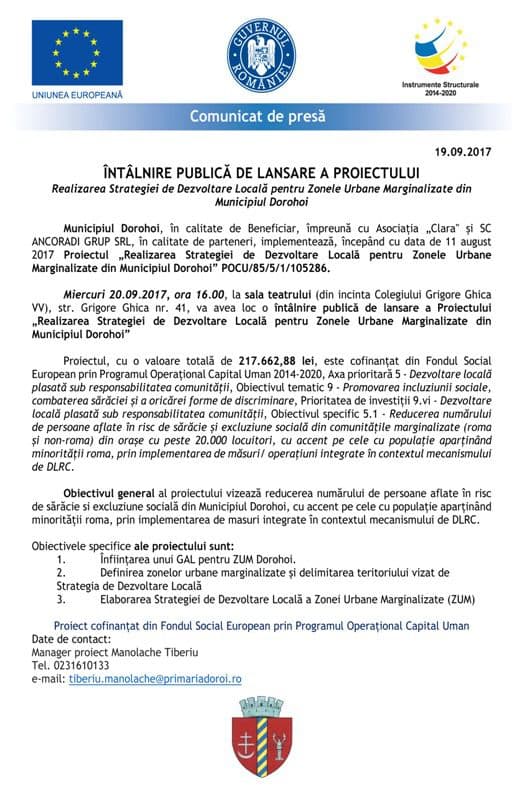 COMUNICAT DE PRESA 19.09.2017