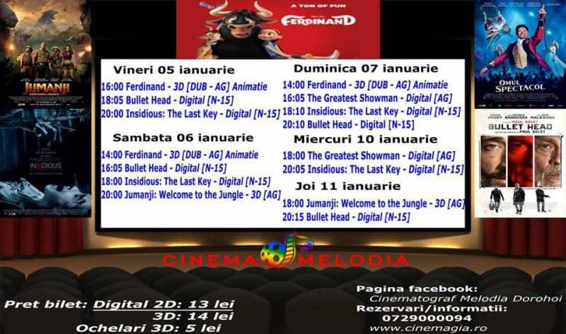 Vezi ce filme vor rula la Cinema „MELODIA” Dorohoi, în săptămâna 5 - 11 ianuarie – FOTO