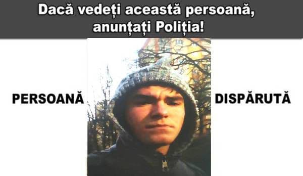 Poliția caută un adolescent de 18 ani care a dispărut de 10 zile