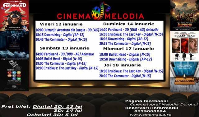 Vezi ce filme vor rula la Cinema „MELODIA” Dorohoi, în săptămâna 12 - 18 ianuarie – FOTO
