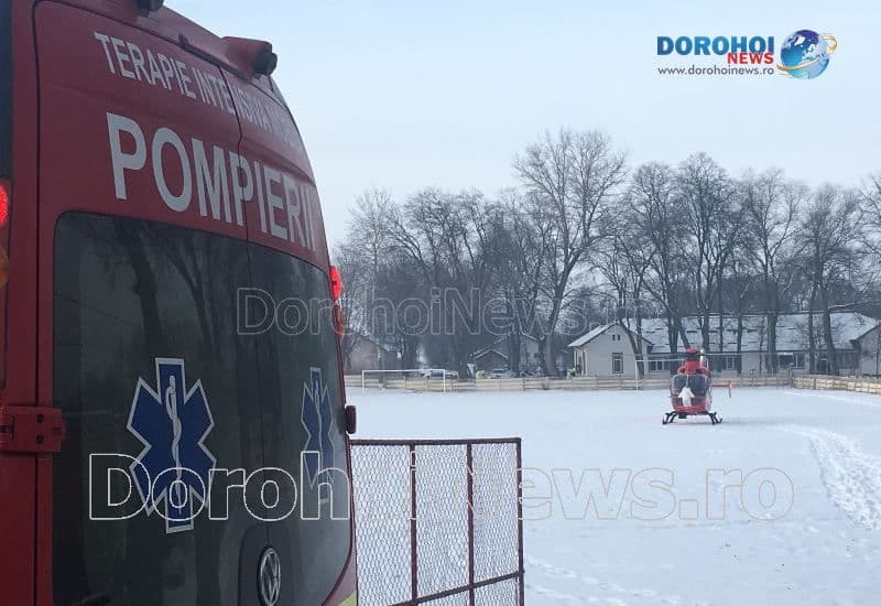 Femeie în comă preluată de urgență de la Dorohoi de un elicopter SMURD – FOTO