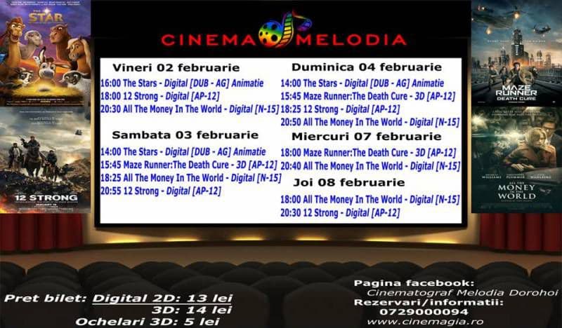 Vezi ce filme vor rula la Cinema „MELODIA” Dorohoi, în săptămâna 2 – 8 februarie – FOTO