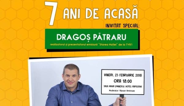 Dragoș Pătraru vine la Botoșani în cadrul unui eveniment intitulat „7 ani de acasă”
