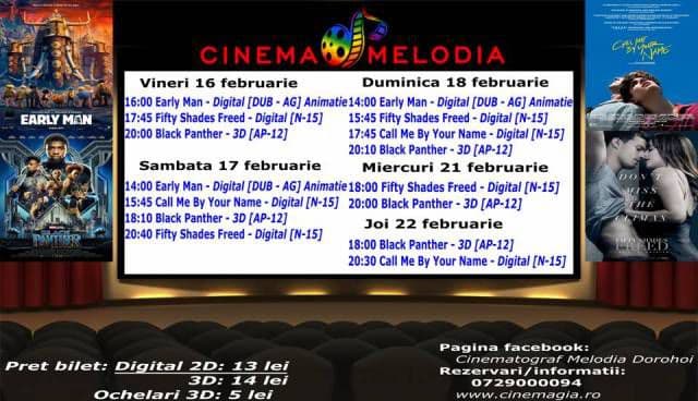 Vezi ce filme vor rula la Cinema „MELODIA” Dorohoi, în săptămâna 16 – 22 februarie – FOTO