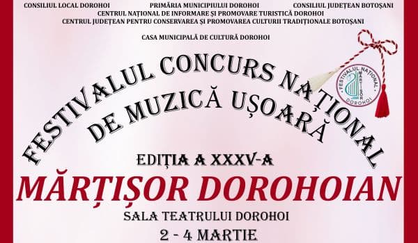Află programul Festivalului Național de Muzică Ușoară „Mărțișor Dorohoian” 2018