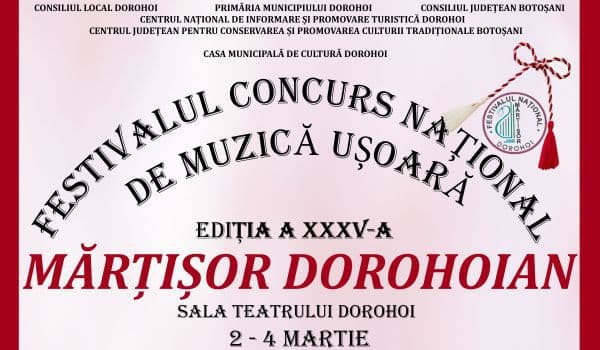 Festivalul Național de Muzică Ușoară „Mărțișor Dorohoian” 2018 debutează în acest weekend. Vezi programul!